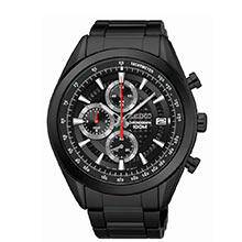 Montre Seiko homme chronographe acier noir - vue V1