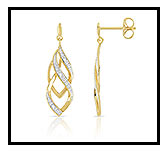 Boucles d'oreilles or 375 2 tons diamant